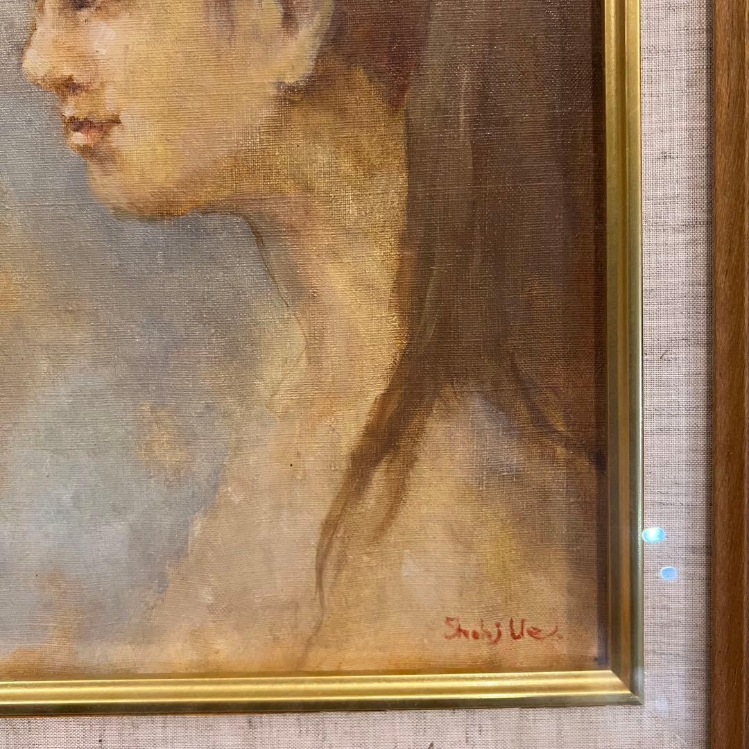 少女　上尚司　油彩画　真作　girl Japanesetraditional