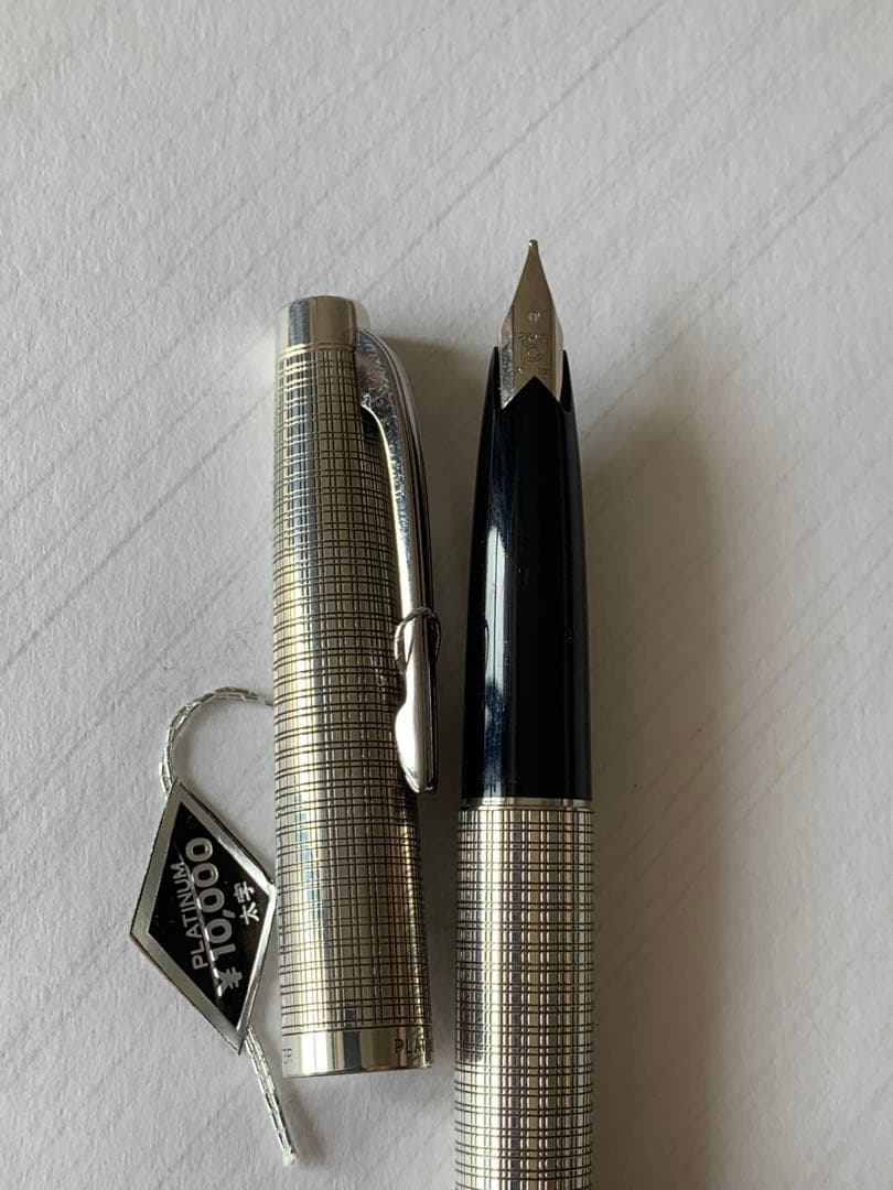 PLATINUMプラチナ スターリングシルバー 万年筆 18KWG ペン先 太字