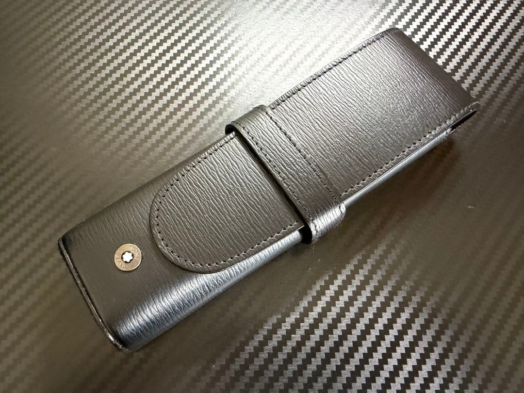 未使用に近い モンブラン レザーペンケース 2本差し ブラック 箱 袋 書類付き