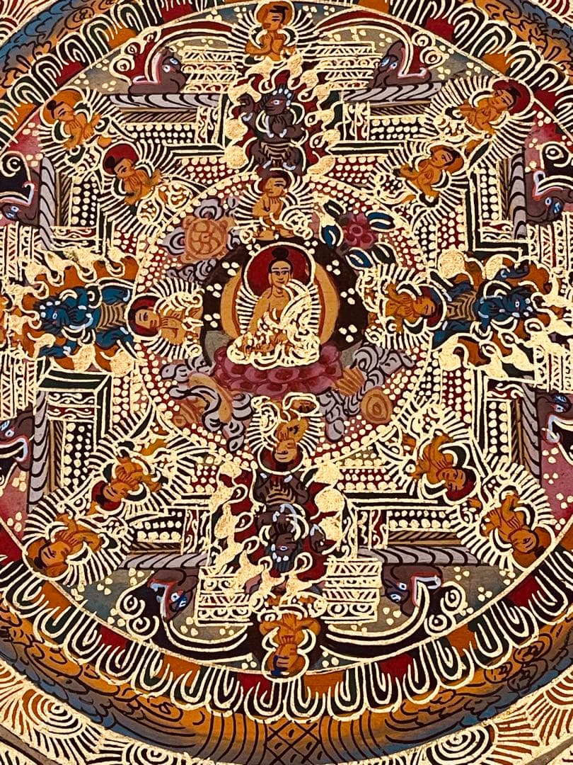 チベット密教 手描き曼荼羅（マンダラ）タンカ 新品・一点物 肉筆画 D5