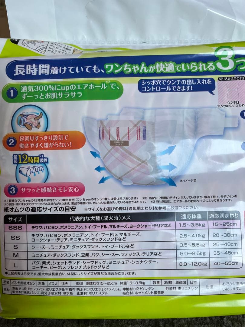 7袋セット　マナーウェア SSS 長時間用　女の子用