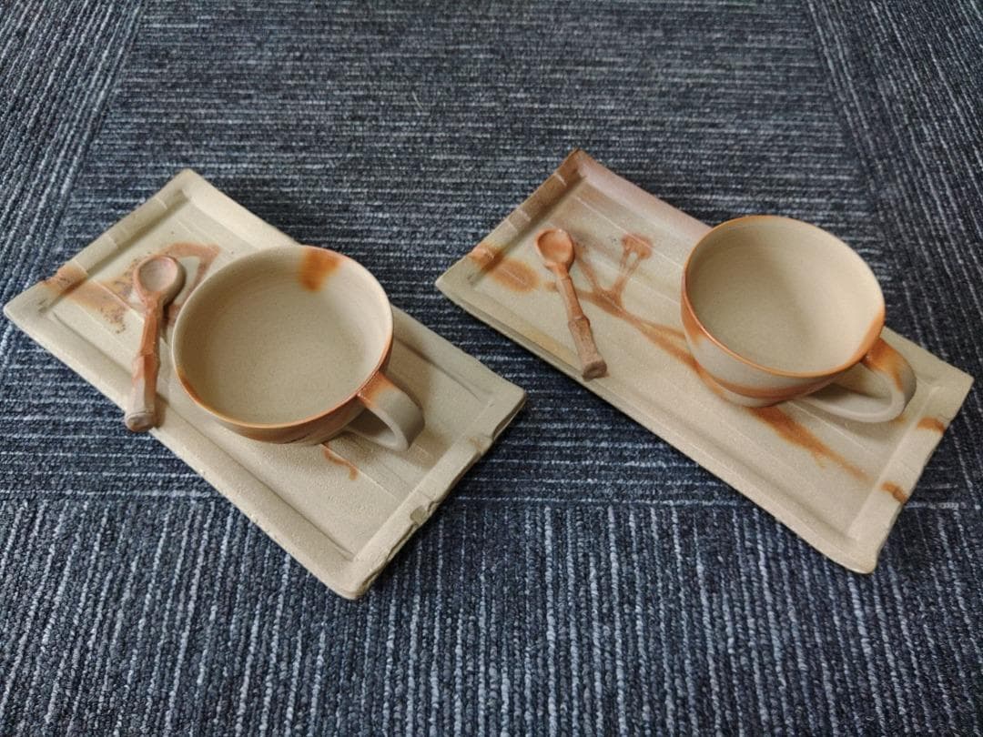 備前焼　ちょっと贅沢なティータイムに　ティーカップ＆平皿　日本六古窯の1つ