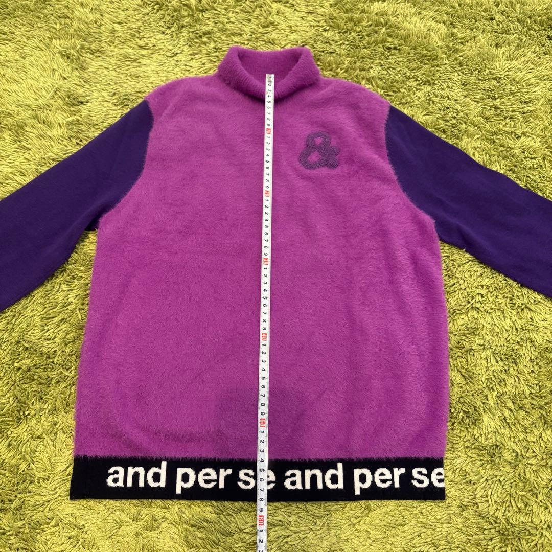and per se アンパスィ ニットセーター ハイネック 異素材 紫 M