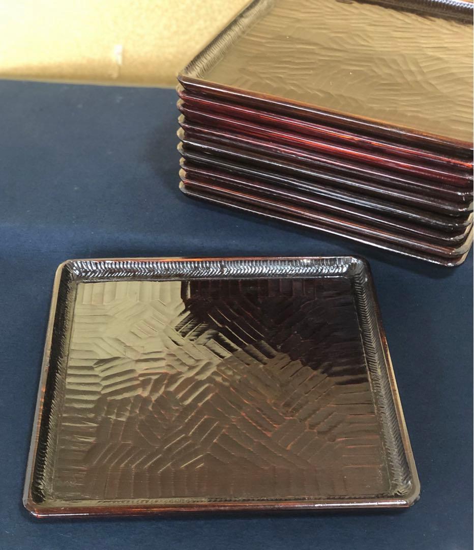 《R》伝統工芸 讃岐彫 四方膳5客 讃岐盆 銘々膳 刳抜　260205く5