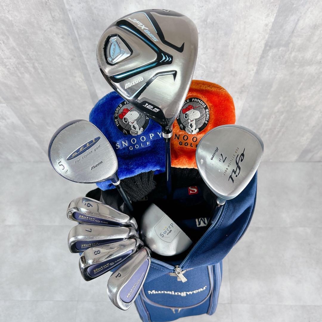 X800 ミズノ 他 レディース ゴルフ クラブ セット 9点 マンシングウェア