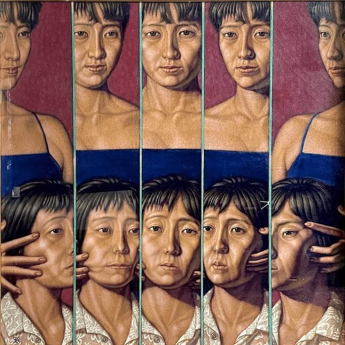 稲垣考二「美顔」1987年作 肉筆 油彩 キャンバス S20号 額装