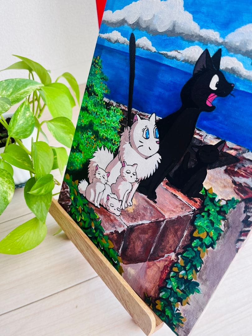 猫のアニメーションイラスト, F3 size, Acrylic, ghibli