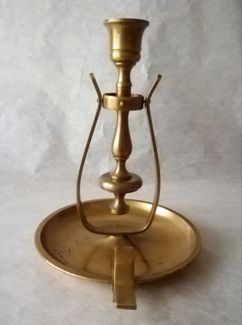 アンティーク　自在燭台持ち手付　真鍮製　フランス　船舶用　ロウソク立て　燭台
