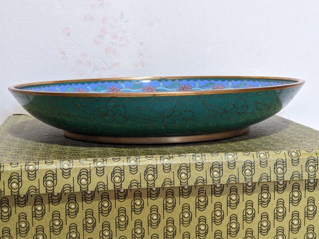 ♦中国美術工芸品 景泰藍絶妙 琺瑯彩 飾り皿 盆 古玩 古美術品 七宝焼 骨董品