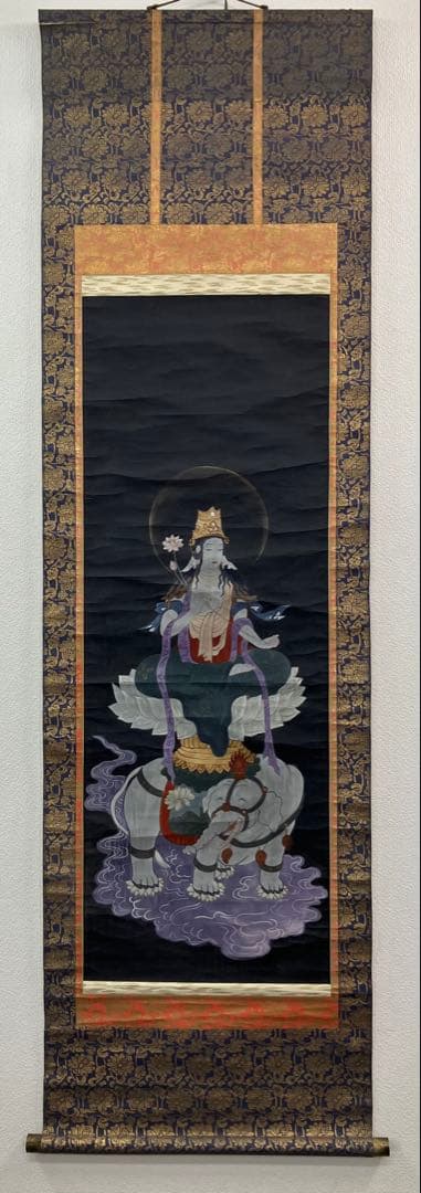 仏画（普賢菩薩）紙本　掛軸
