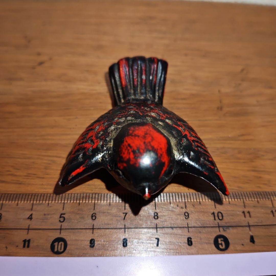 時代提物 極上木彫根付【福来雀】両羽根間約5.1cm 嘴尾間約6cm 重さ約8ｇ