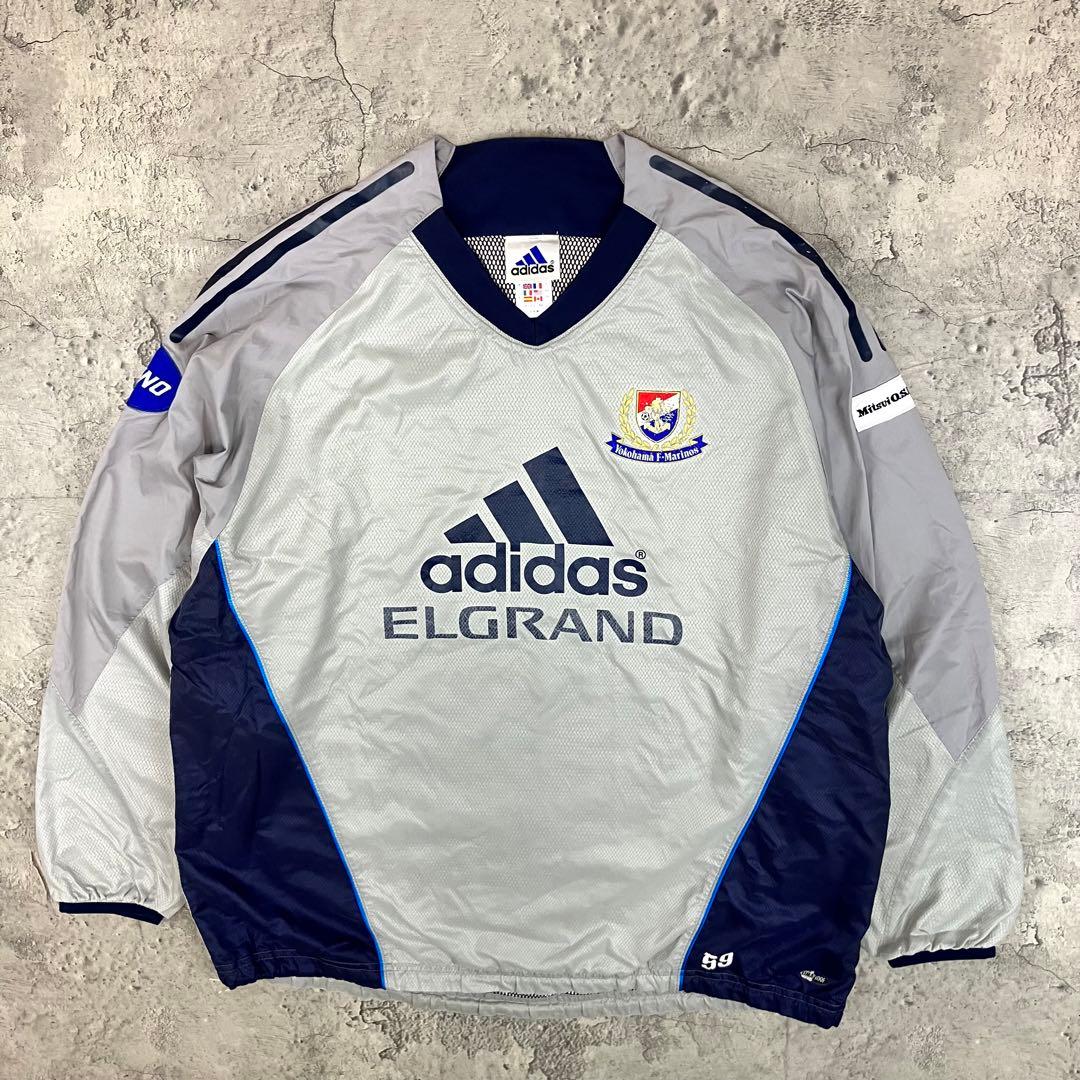 00s adidas 横浜F・マリノス 長袖ピステトップ 日本製 古着 企業ロゴ