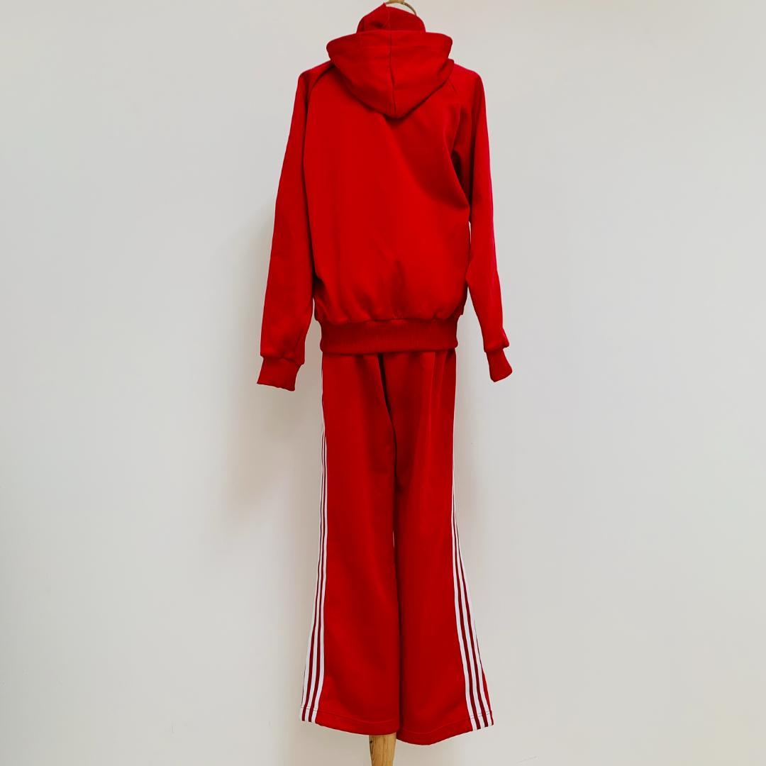 希少 保存◎ デサント製 adidas トラックスーツ 赤 日本製 70s後期