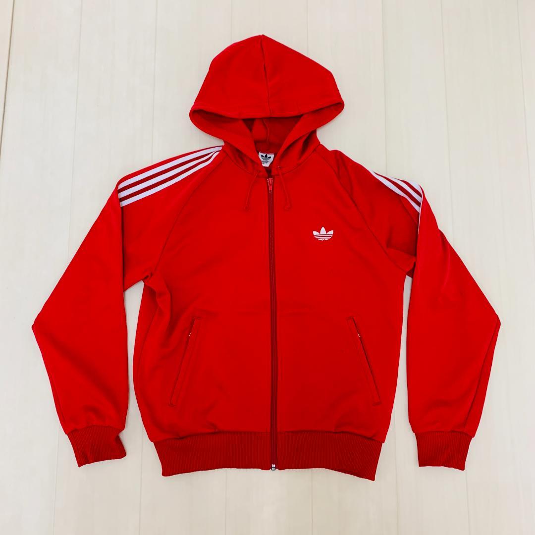 希少 保存◎ デサント製 adidas トラックスーツ 赤 日本製 70s後期