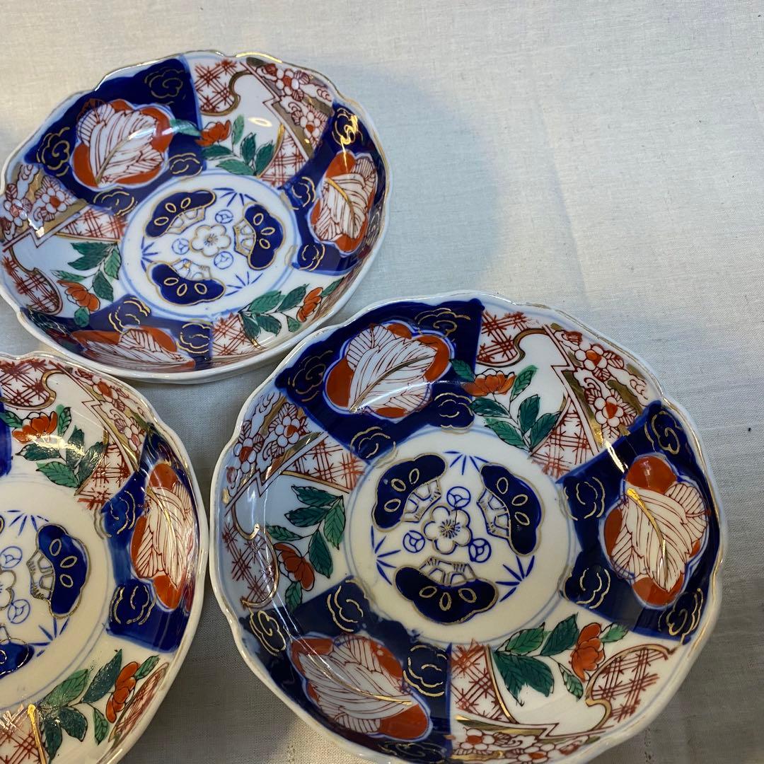 伊万里　古伊万里　大聖寺伊万里　なます皿　色絵　金襴手　4客