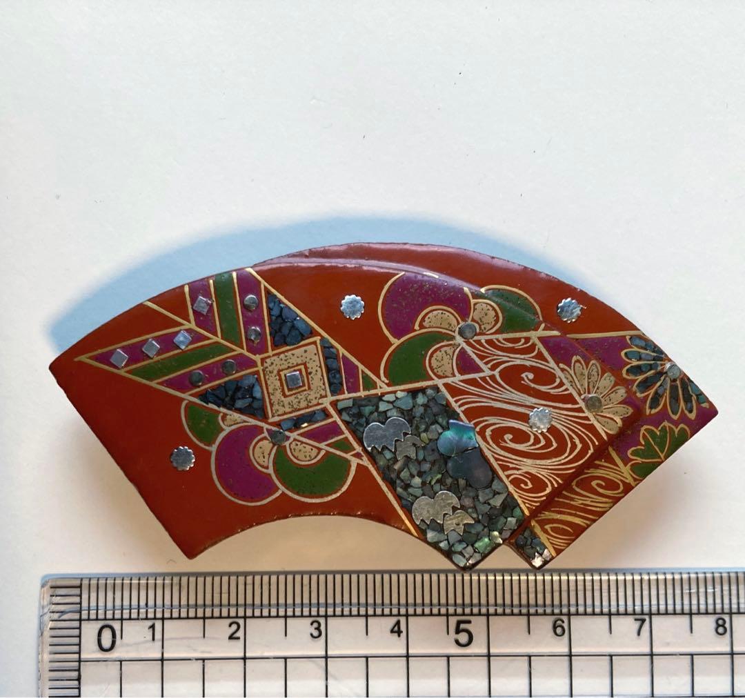 扇面/矢羽根/帯留め/蒔絵/螺鈿細工/アンティーク帯留