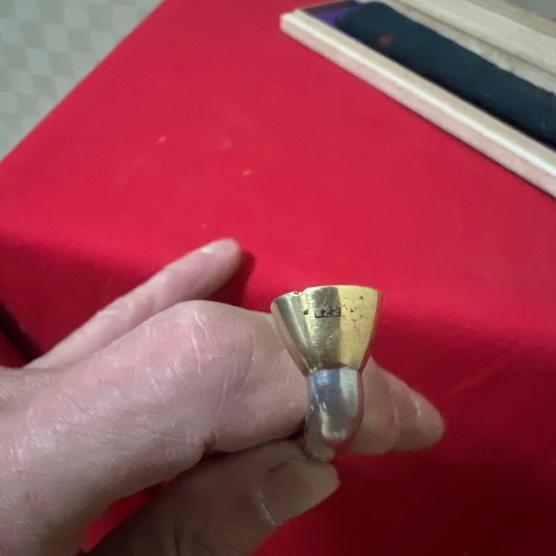 時代金工 在銘 金口火皿 K22刻印銀彫金 竹林図彫 キセル 更紗煙管袋付