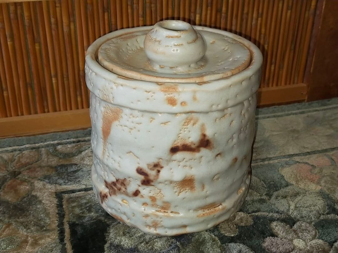 ♥美濃焼　各務周海　志野　水指　共箱付き　骨董品　古玩