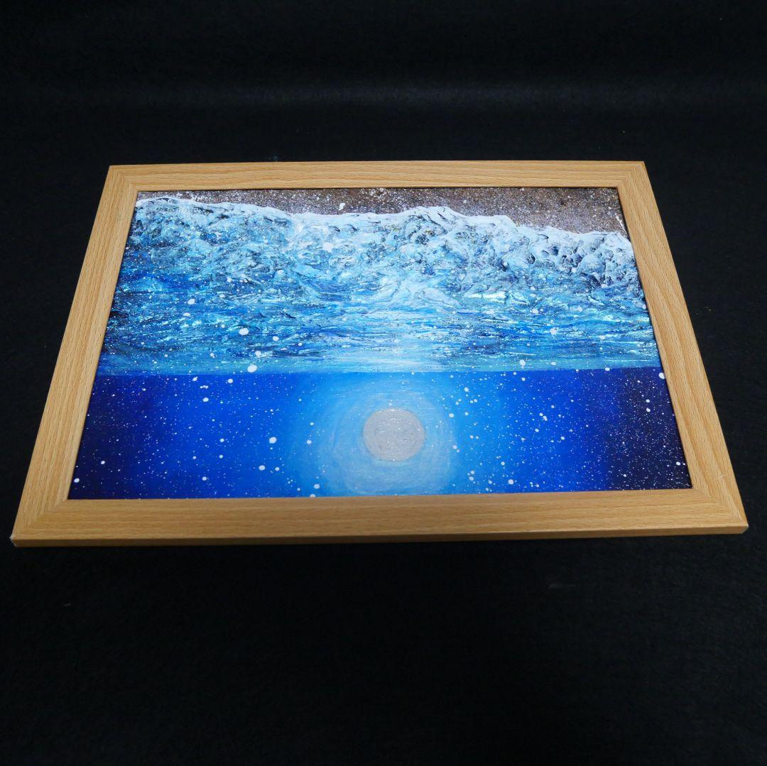 油絵 油彩 油彩画 絵 絵画【海雪の満月】