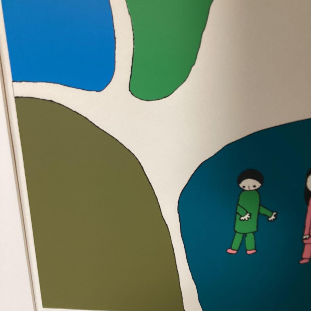 宮城まり子　　在銘　水彩画　二人の道【本目俊光へ】記載有り　額装　即決品