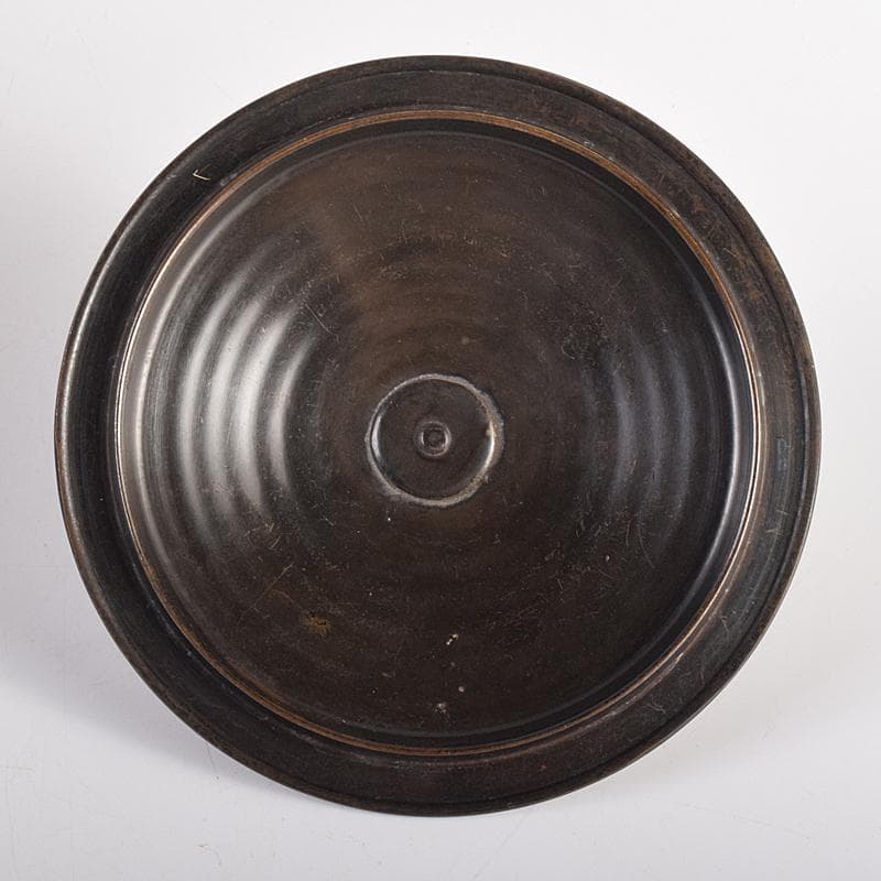 茶道具　釜師　畠春斎作　尻張形釜　鉄釜　ワラ釜敷付　共箱　M　R7824B