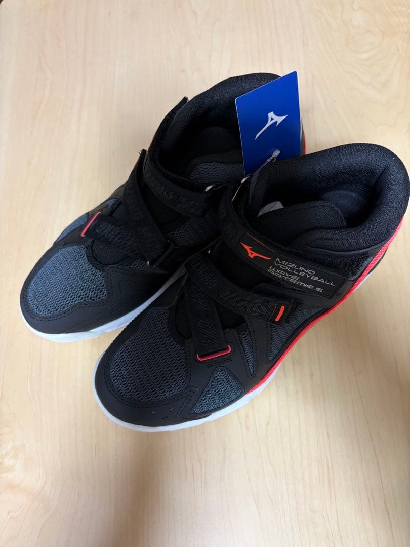 Mizuno バレーボールシューズ ミドルカット ブラック/レッド　24.5cm