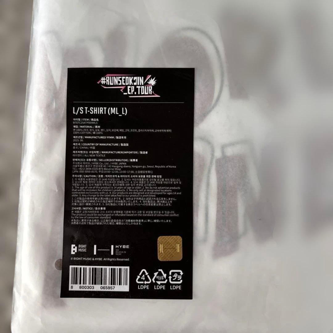 「新品完売品」BTSJin RUNSEOKJIN韓国 公式長袖シャツ　L