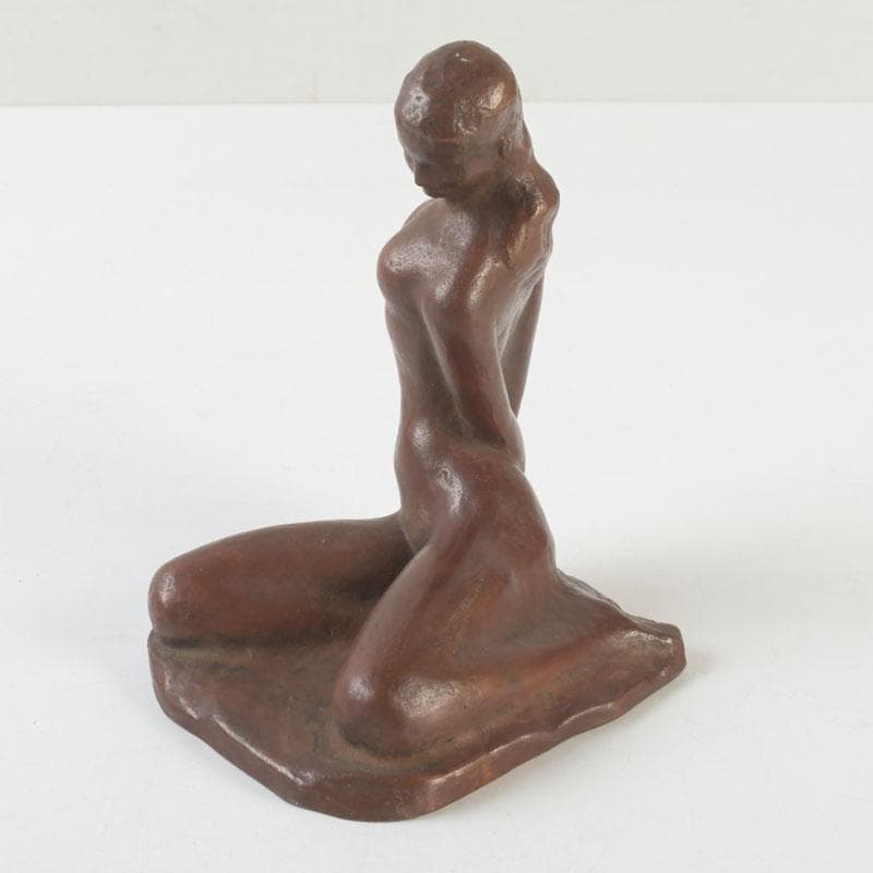 彫刻家　市之瀬廣太作　ブロンズ像　「波」　裸婦像　女性像　共箱　V　9625