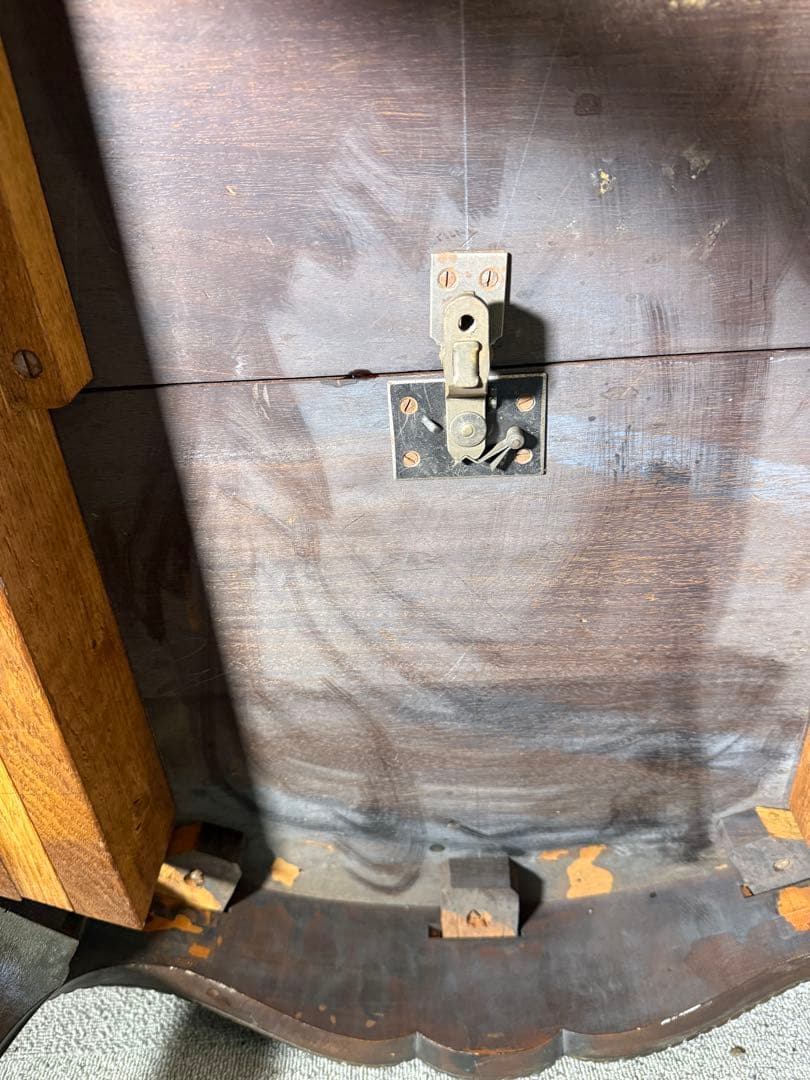 アンティーク 彫刻サロンテーブル 補強安定仕様 ロココ猫脚 直径90cm レトロ