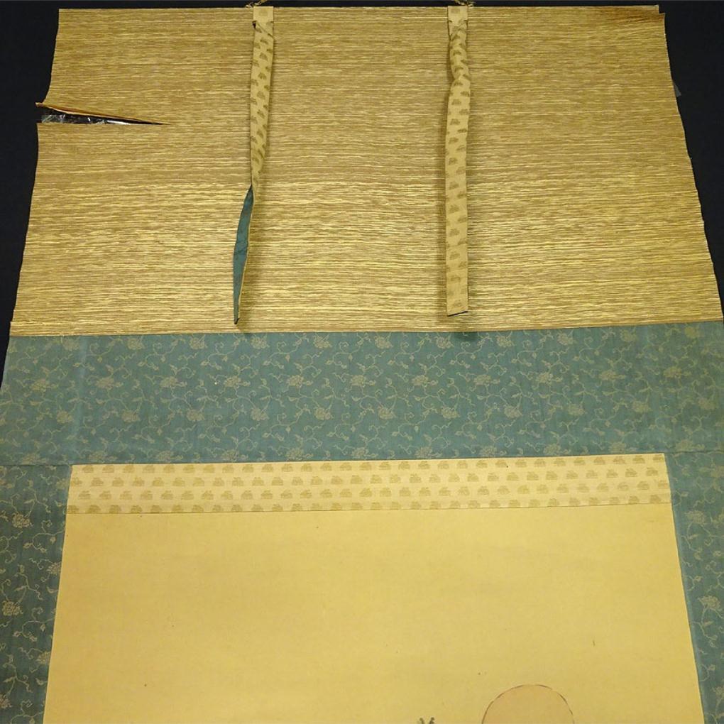 掛軸 有聲『七福神図』日本画 絹本 肉筆 箱付 掛け軸 p12252