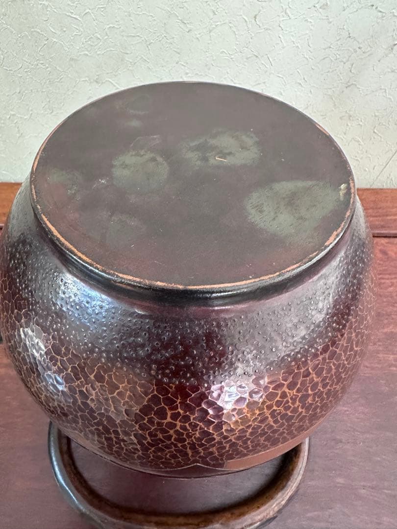 山川堂製　銅製　やかん　職人手作り　アンティーク銅本体は槌目して作られ　茶道