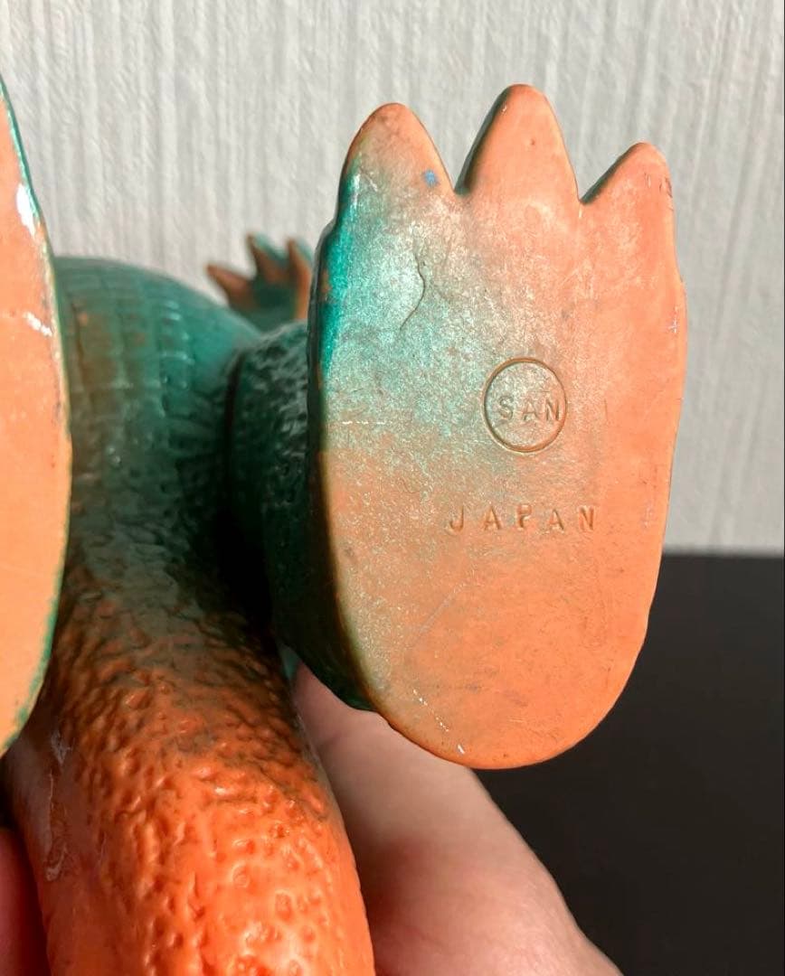 バラゴン　マルサン　スタンダードサイズ　ツノ破損あり　全身メタグリーン塗装