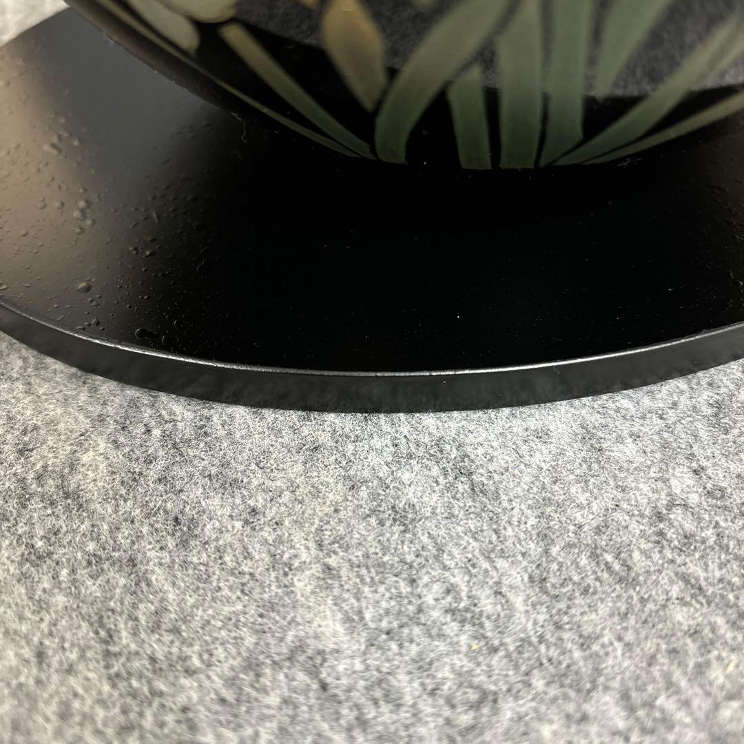 越前漆器】丸型花器　黒（花台板付）/漆器