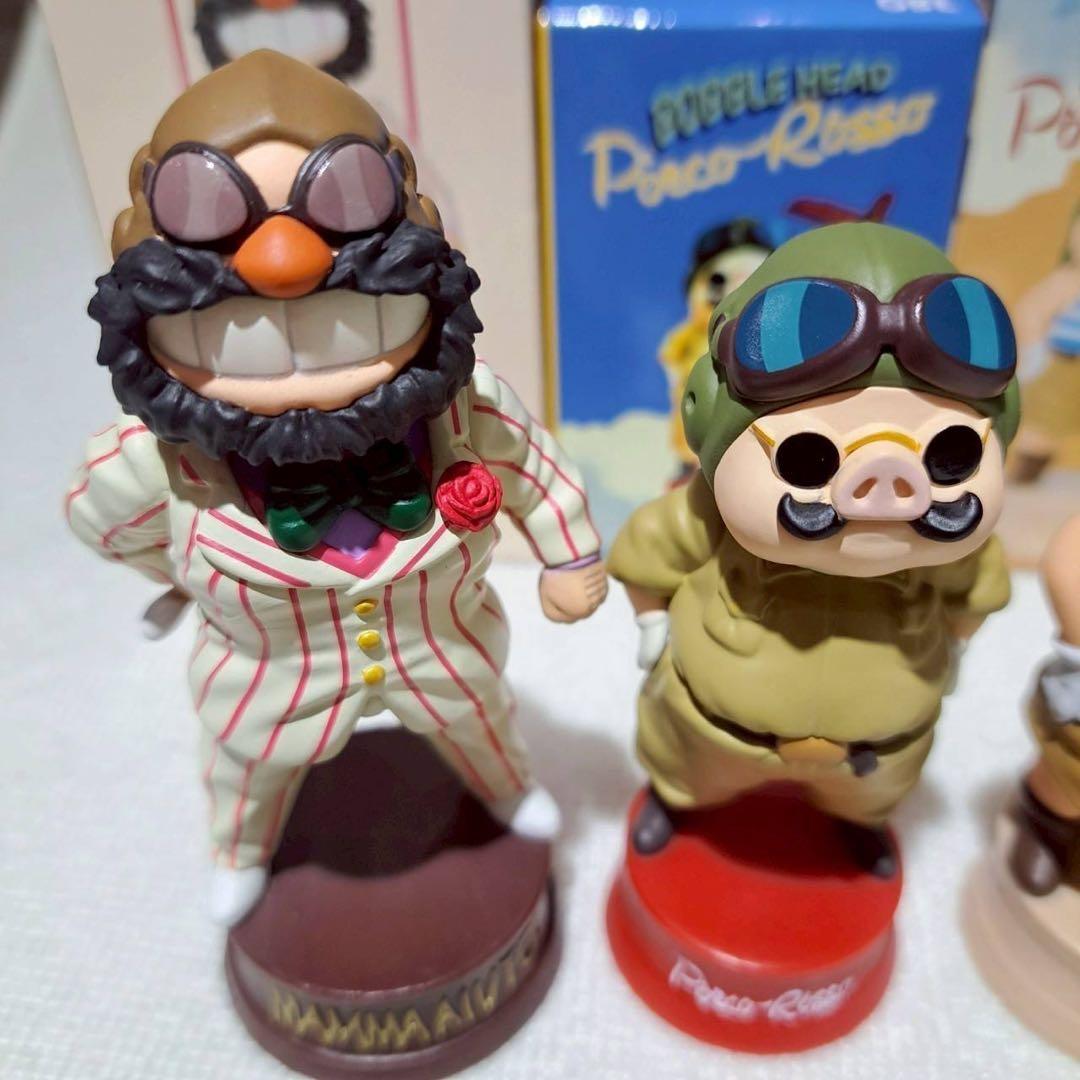 【お得です！】スタジオ ジブリ　紅の豚　ポルコ&ボス バブルヘッド　4点セット