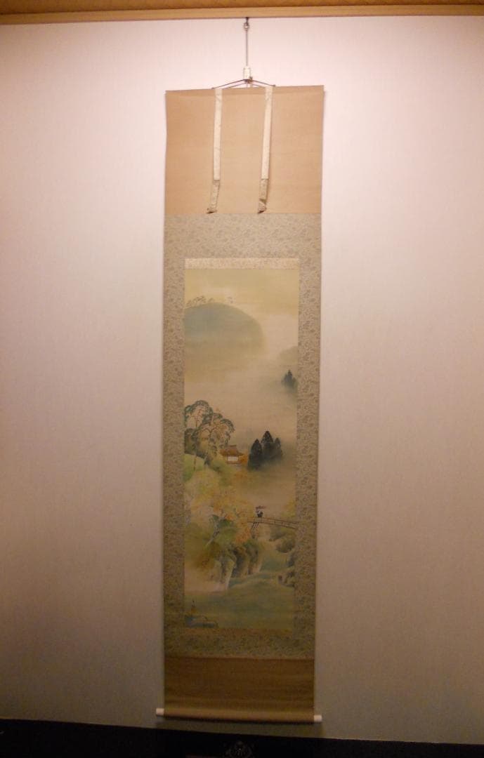 掛け軸 大塚香緑 『 洛北の秋 』 絹本 希少 軸装 茶道具 掛軸 美品 です。