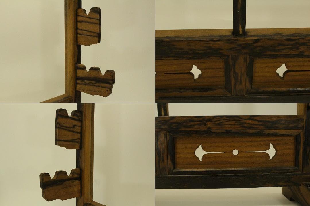 武具 日本刀 刀掛 黒柿 時代物(ZE651)