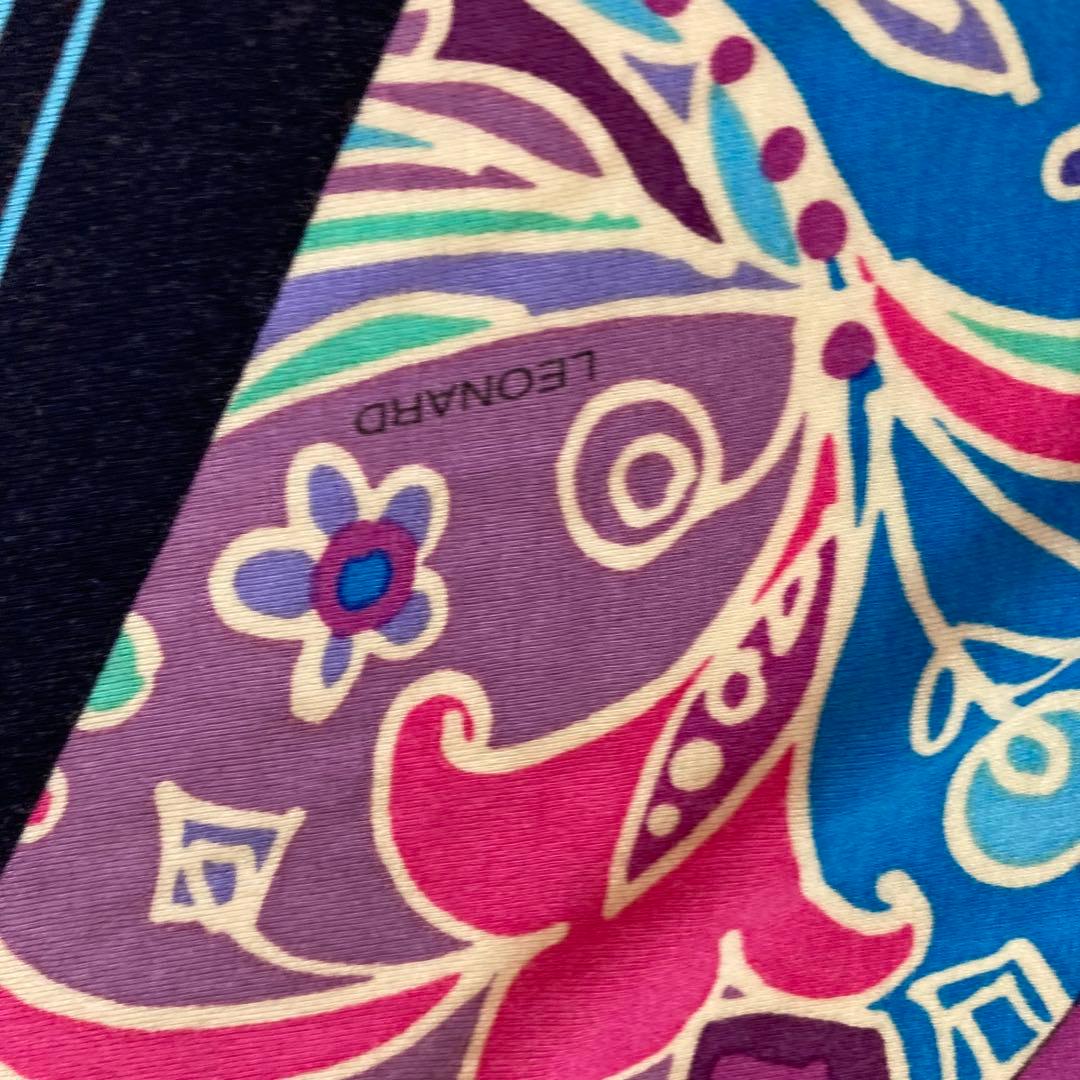 レオナール　ペイズリー　L ハイネック　カットソー　ゴルフ　マルチカラー　伸縮性