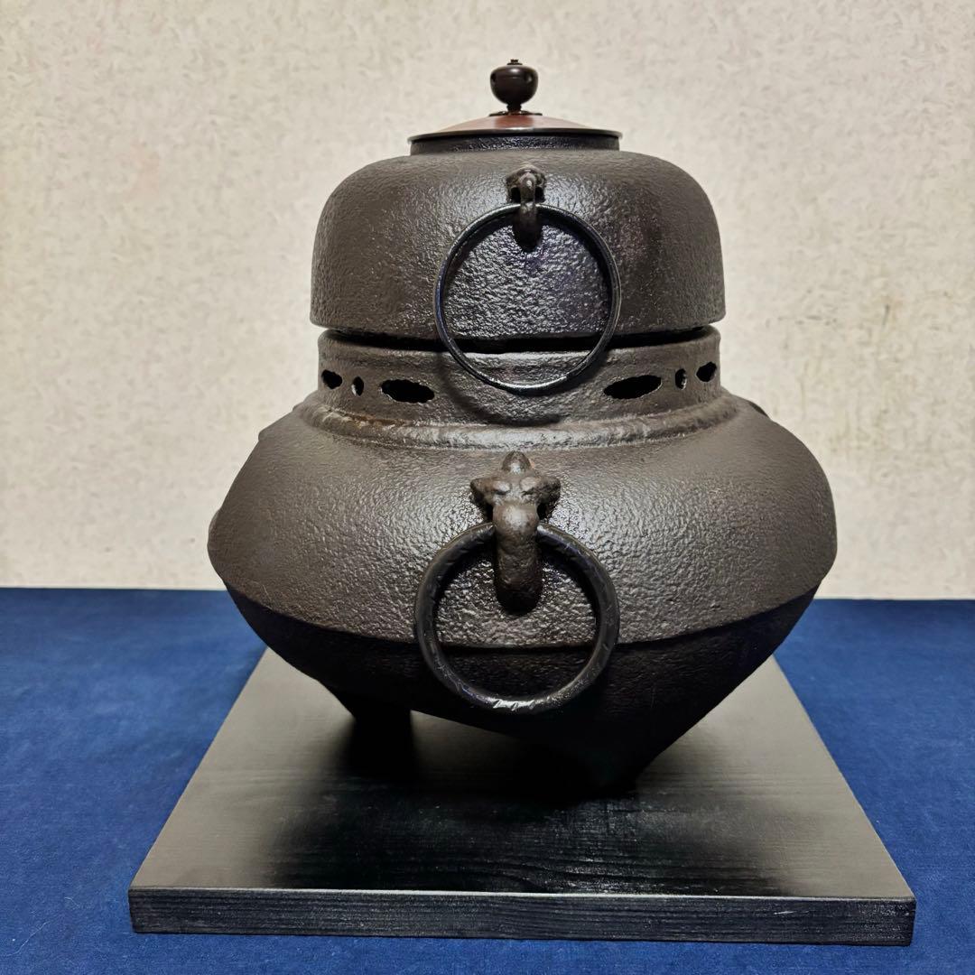 風炉/茶釜/電熱器/鬼面風炉釜/野々田製電熱器/敷板/茶道具/お点前道具