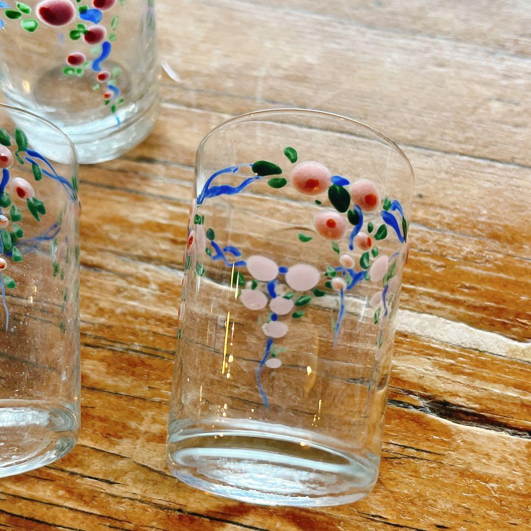 エナメル手描きの花柄が可愛いリキュールグラスSET