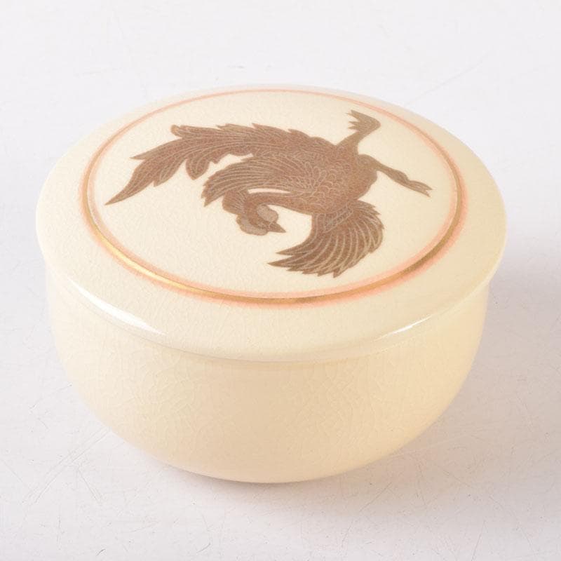 茶道具　色絵金彩　鳳凰文　香合　蓋物　在銘　時代箱　V　8271