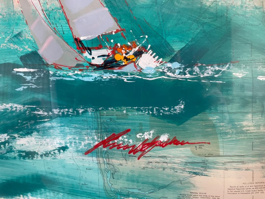 ケリー・ハーレム サンディエゴベイ（オリジナル原画）額枠 約1400✖️1020