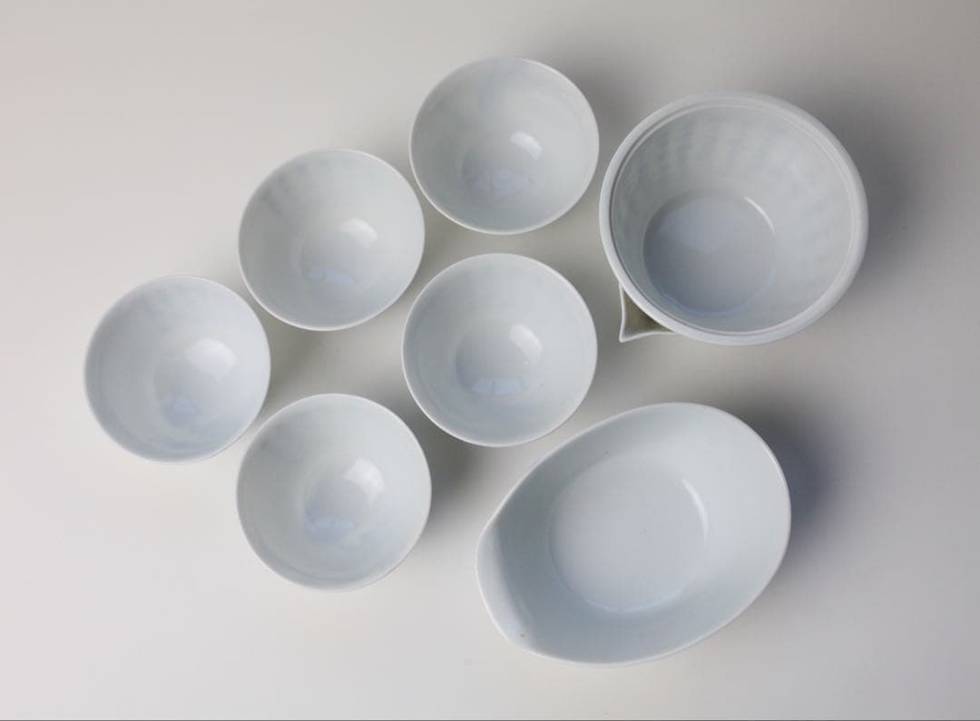 平安　春峰　染付　煎茶器　宝瓶　漢詩　茶碗　湯冷まし