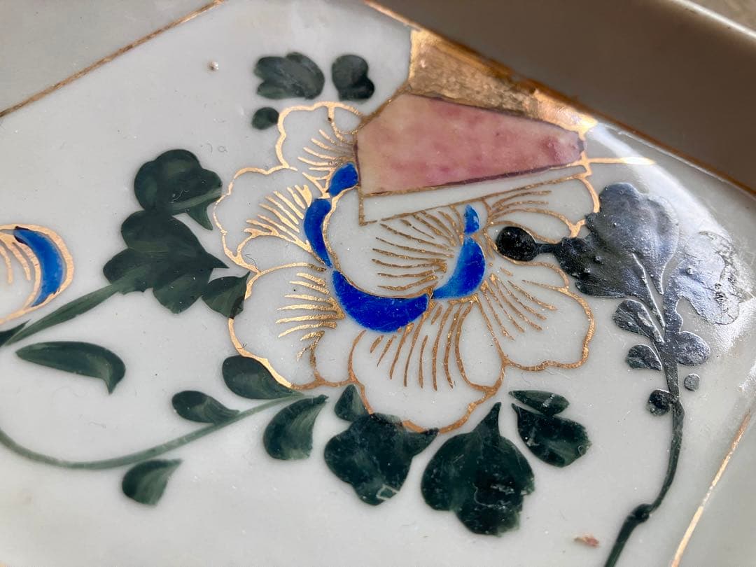 ✅骨董✅アンティーク/菱形皿絵付け/８客セット