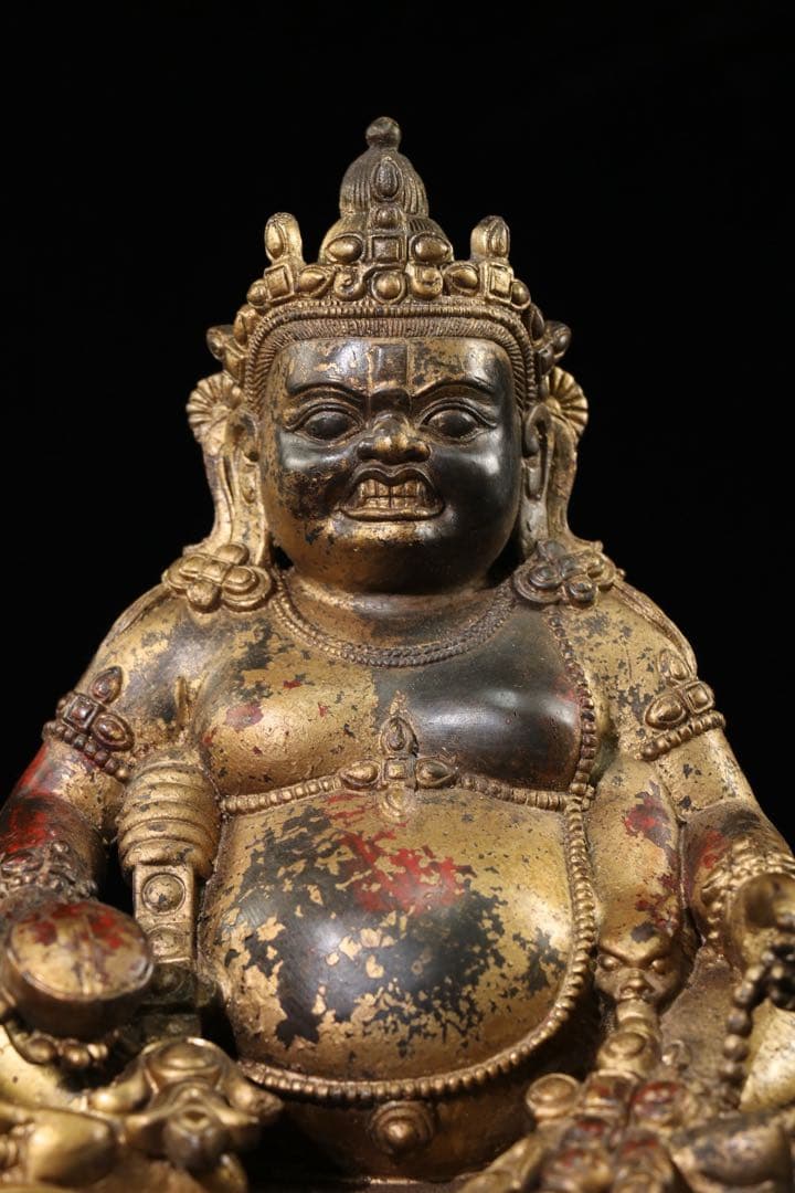 旧蔵珍蔵　西藏チベット仏像　黃財神 純銅製　アンティーク　置物　時代物　本物保証