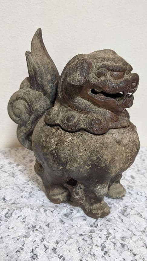 備前焼　香炉　獅子