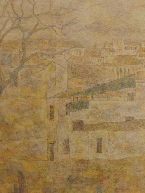 山下博敬、【街・夕べ】、希少な額装用画集より、新品額装付