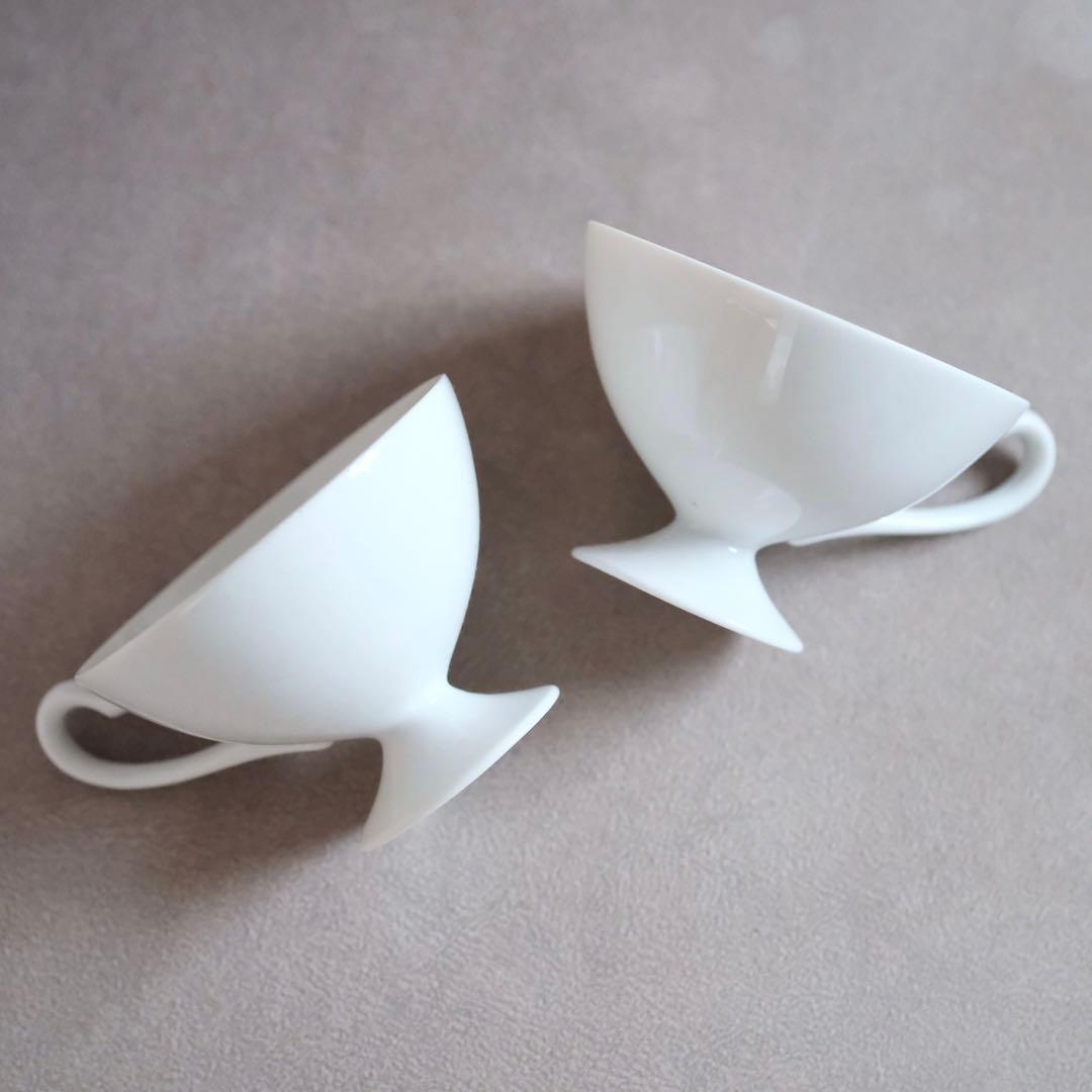 白磁 ティーカップ ペア 大正時代 骨董 アンティーク コーヒーカップ 古道具