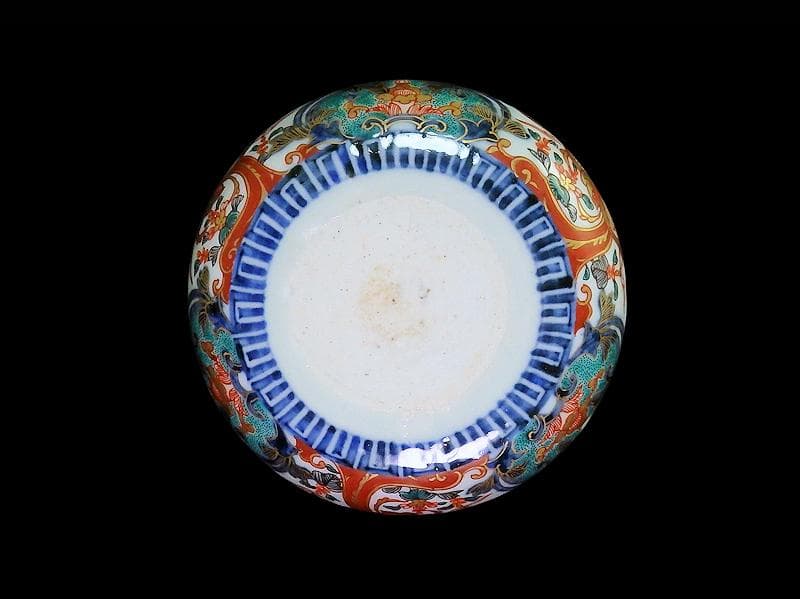 古伊万里　金襴手　窓絵　鳳凰に花の図　４寸皿　E694AS-CZq
