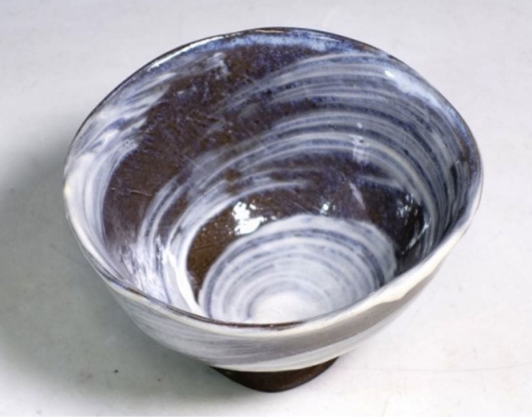 未使用 黄金崎 日高窯　三島暦 刷毛目 茶碗 抹茶碗 茶道具　化粧箱桐箱