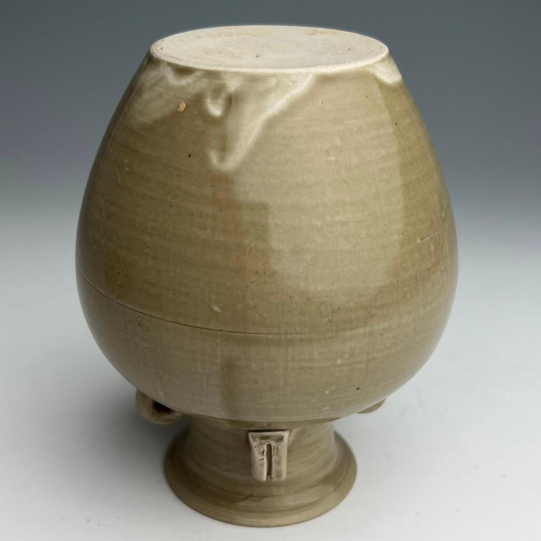 越窯 青磁 青釉四耳壺 中国古玩 中国美術 唐物 擺件 旧家蔵出